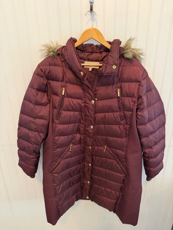 Michael Kors Jackets & Blazers - Michael Kors Burgundy Puffer Coat with removable Faux Fur Hood